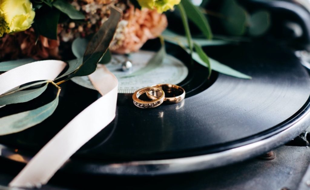 Wedding Rings On A Record Player