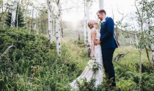 Allyson and Brad share a moment together in the woods after their wedding ceremony ended.