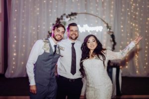 Picture of DJ Justin Kada with wedding clients Cameron and Maradi McManus