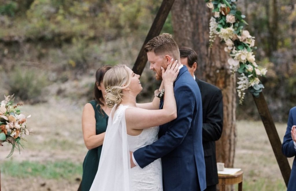 Paige and Brad share their first kiss as a newly married couple.