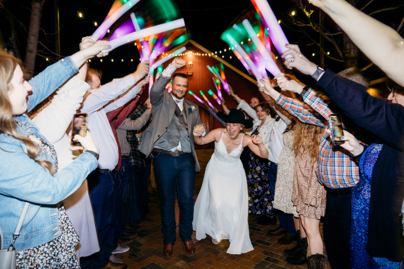Travis & Bree's LED Baton grand exit at Crooked Willow Farms in Larkspur, CO